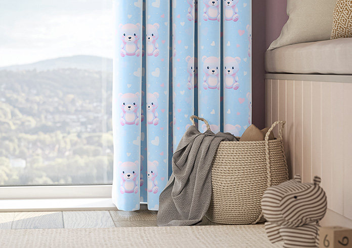 Little Bear, Blue Cotton - Made to Measure Curtains - Image 5